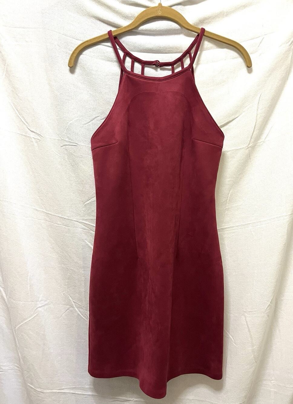 Urban Outfitters Faux Suede Minidress 2 Burgundy Strappy Party Minimalist Y2K